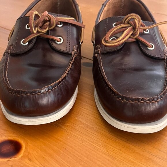 Men's J Crew Leather Boat Shoes Brown Size 10 NWOT - Picture 9 of 10